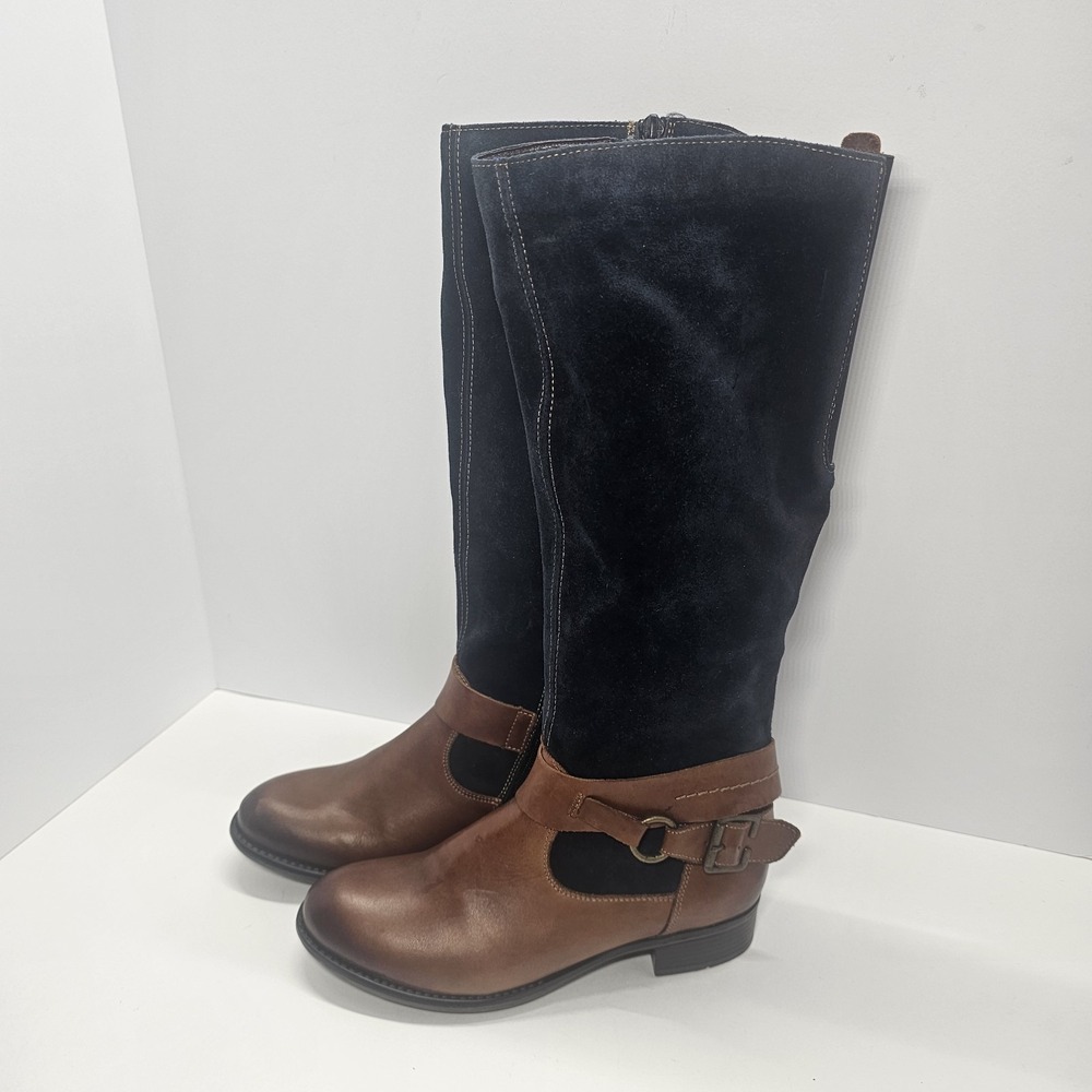 Remonte Knee High Leather/Blue Suede Boot- Plaid Inner Lining Size 36 EU/5.5 US - Picture 6 of 14